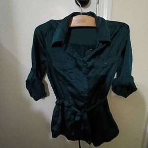 New York & Company Dark Teal Button Down Shirt
